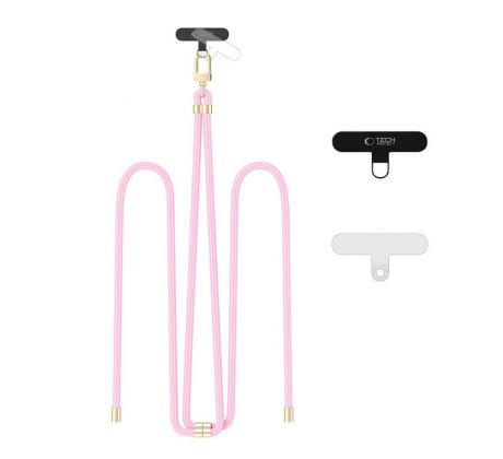 UNIVERZÁLNA ŠNÚRKA NA TELEFÓN POD KRYT / POPRUH TECH-PROTECT C7S ROPE CROSSBODY STRAP BABY PINK/GOLD