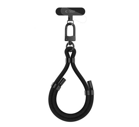 POPRUH NA RUKU/ŠNÚRKA NA TELEFON TECH-PROTECT C4S ROPE WRIST STRAP BLACK/BLACK