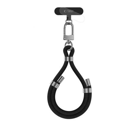 POPRUH NA RUKU/ŠNÚRKA NA TELEFON TECH-PROTECT C4S ROPE WRIST STRAP BLACK/SILVER