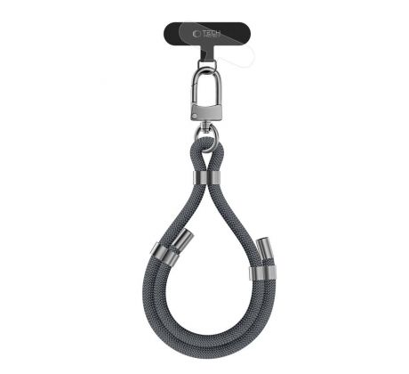 POPRUH NA RUKU/ŠNÚRKA NA TELEFON TECH-PROTECT C4S ROPE WRIST STRAP CRAYON GREY/SILVER