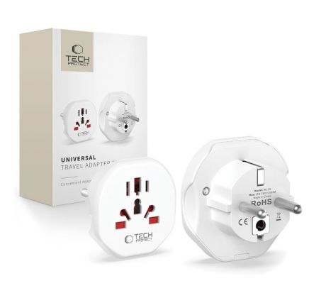 UNIVERZALNY CESTOVNÝ ADAPTÉR TECH-PROTECT UNIVERSAL TRAVEL ADAPTER FROM EU WHITE